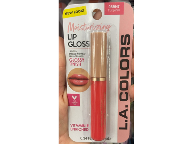 L.A. Colors Moisturizing Lip Gloss, C68647 Fruit Punch, 0.34 fl oz/10 mL