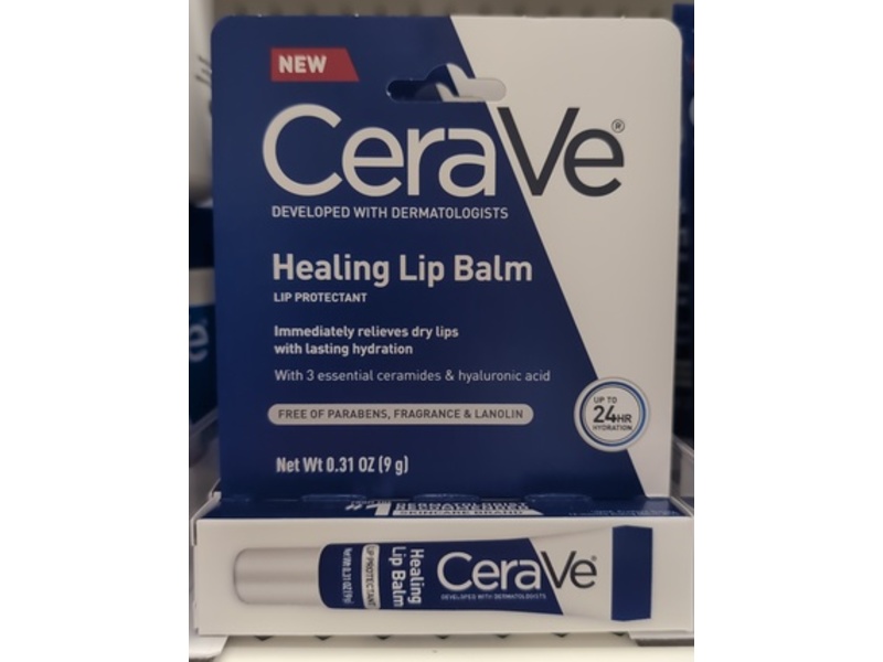 CeraVe Healing Lip Balm, Ceramides & Hyaluronic Acid, 0.31 oz/9 g