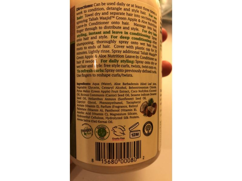 Taliah Waajid Leave-In Conditioner, Green Apple & Aloe, 12 fl oz/355 mL