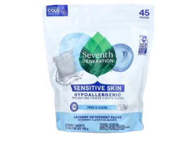 Seventh Generation Laundry Detergent Packs, Free & Clear, 31.7 oz/900 g, 45 Packs