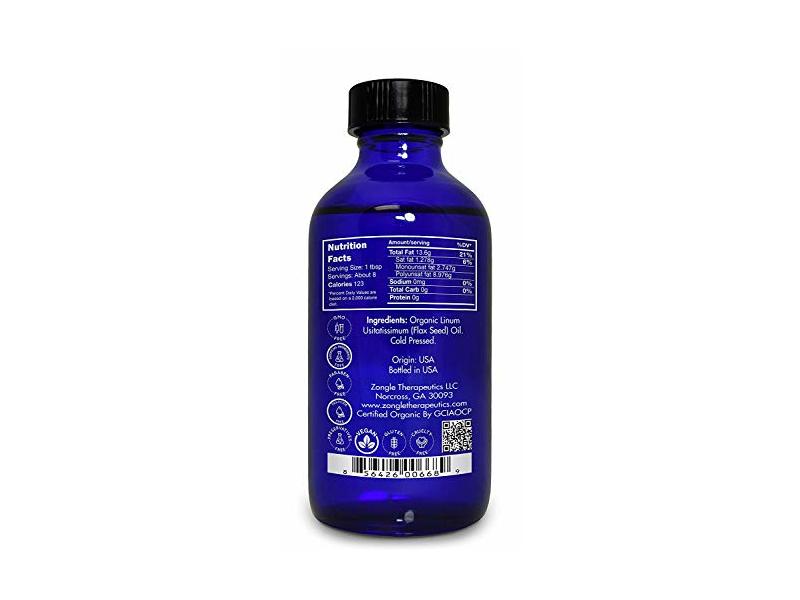 Zongle Therapeutics Organic Flax Seed Oil, Linum Usitatissimum, 4 fl oz
