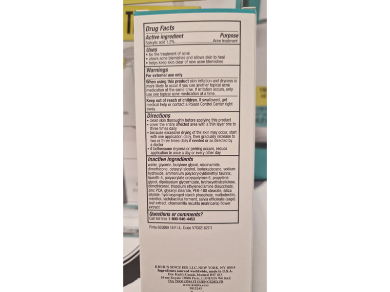 Kiehl's Expertly Clear Acne Treating & Preventing Lotion, 1.2% Salicylic Acid, 2.0 fl oz/60 mL