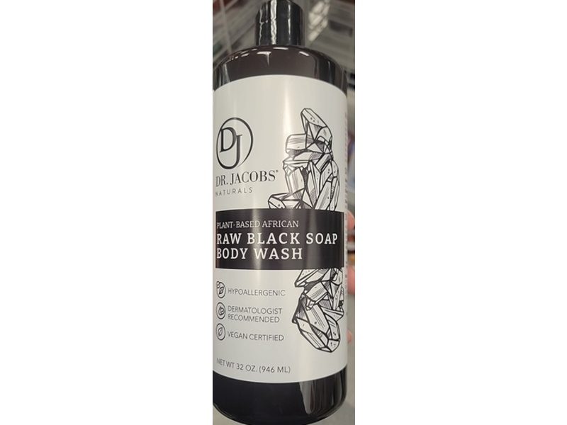 Dr Jacobs Naturals Soap Body Wash, Raw Black, 32 fl oz/946 mL