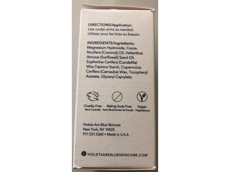 Violets Are Blue Magnesium Deodorant, Unscented, 3.2 oz/91 g