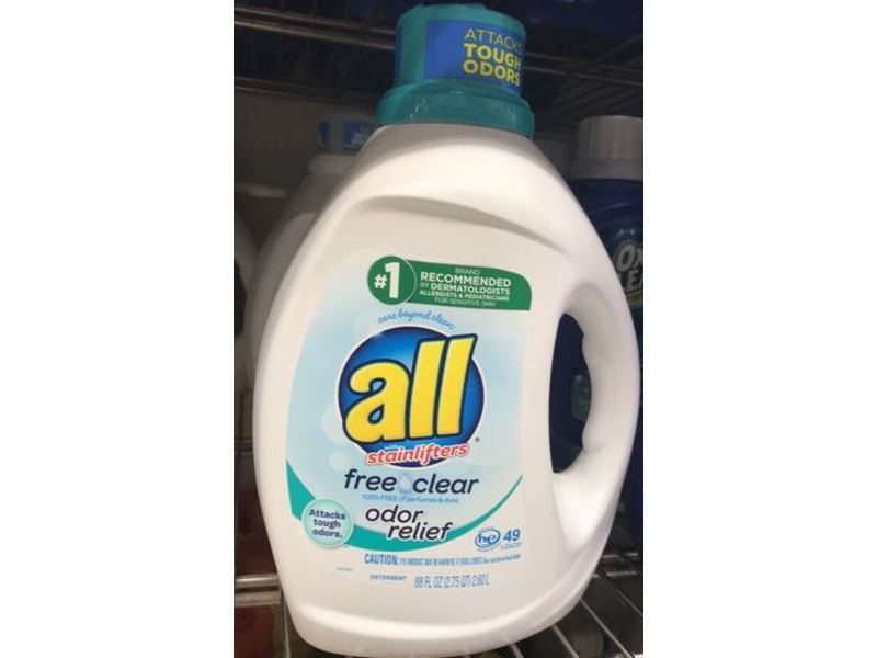 All Stainlifters Detergent, Free & Clear, Odor Relief, 49 Loads, 88 fl oz/2.60 L