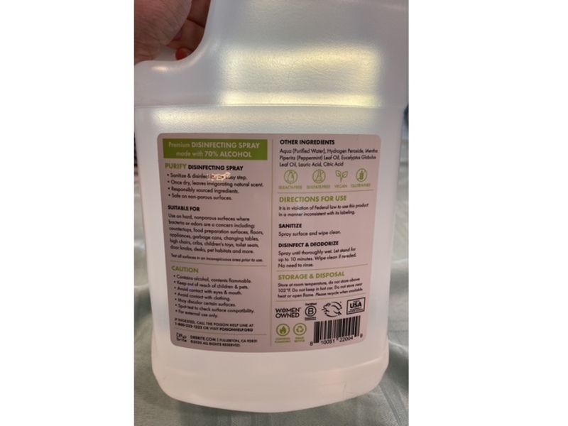 Dr. Brite Disinfecting Spray, Eucalyptus & Peppermint, 128 fl oz/3.78 L