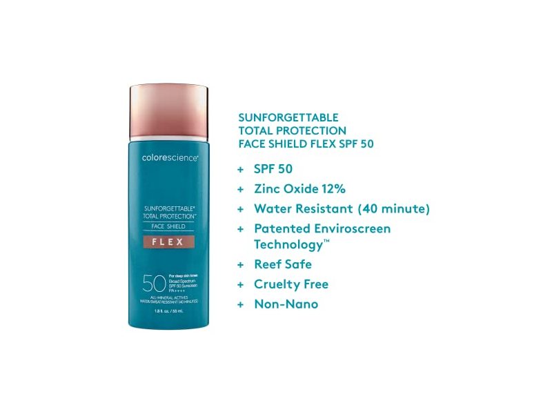 Colorescience Total Protection Face Shield Flex, SPF 50 PA++++,Deep, 1.8 fl oz/55 mL