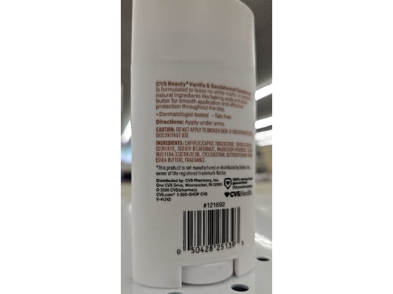 Native Deodorant, Vanilla & Sandalwood , 2.65 oz/75 g