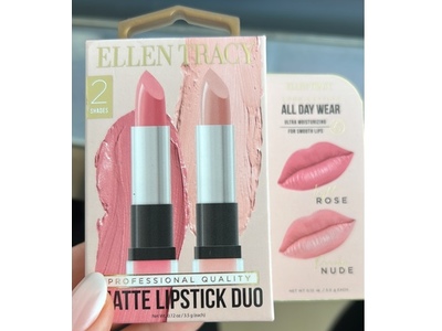Ellen Tracy Matte Lipstick Duo, Rose & Nude, 0.12 z/3.5 g