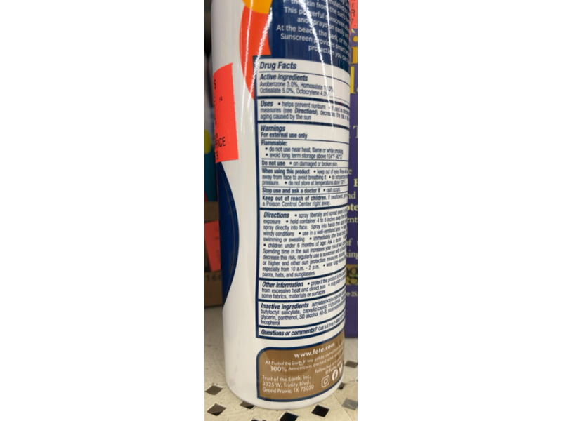 Fruit Of The Earth Sunworks Sport Spray Sunscreen, SPF 50, 5.5 fl oz/156 g
