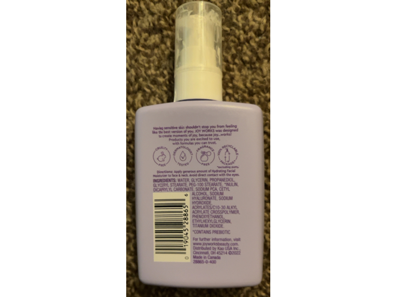 Joy Works Hydrating Facial Moisturizer, 4 fl oz/118 mL