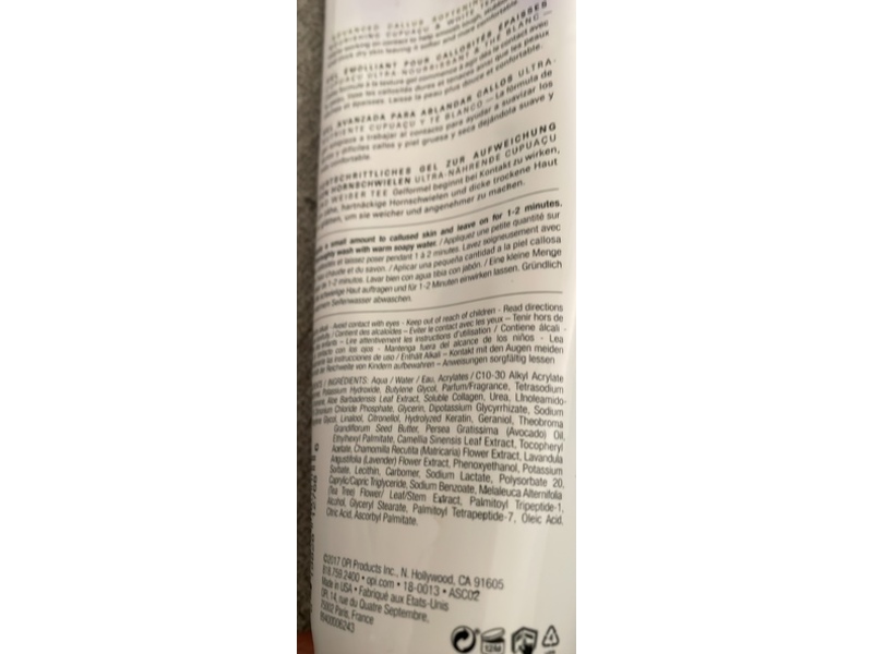 O.P.I Pro Spa Ultra-Nourishing Advanced Callus Softening Gel, Cupuacu & White Tea, 8 fl oz/236 mL