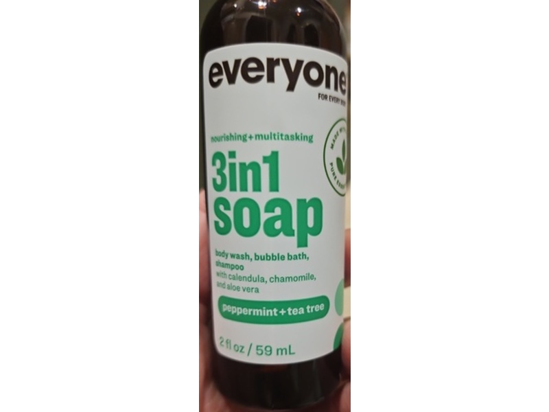 Everyone Nourishing + Multitasking 3 In 1 Soap, Peppermint + Tea Tree, 2 fl oz/59 mL