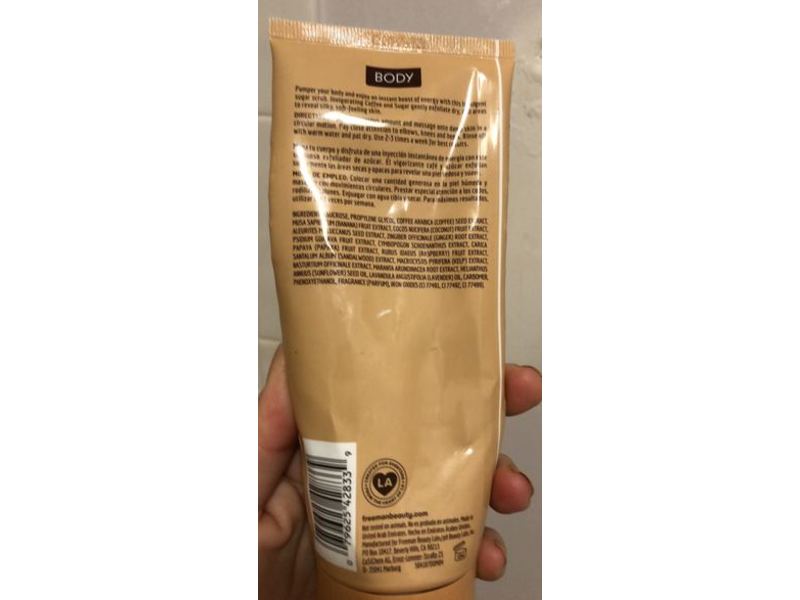 Freeman Beauty Exfoliating Body Sugar Scrub, Coffee, 6 fl oz/175 ml