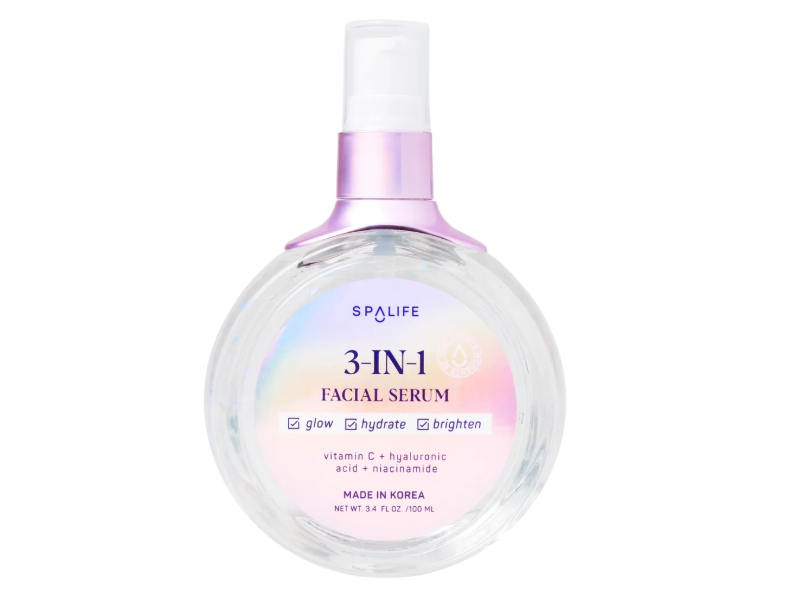 Spa Life 3-In-1 Facial Serum, Vitamin C + Hyaluronic Acid + Niacinamide, 3.4 fl oz/100 mL