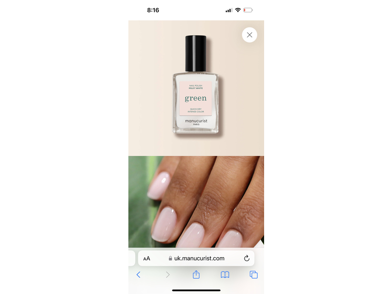 Manucurist Paris Quick Dry Intense Color Green Nail Polish, Milky White