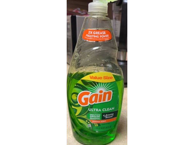 Gain Ultra Clean Dishwashing Grease Removal, Original Scent, 38 fl oz/1.12 L