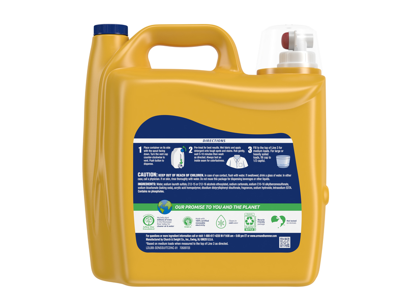 Arm & Hammer Sensitive Skin Plus Fresh Scent Liquid Laundry Detergent, 229.5 fl oz/6.78 L/170 loads