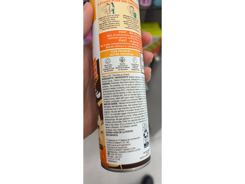 Batiste Instant Hair Refresh Dry Shampoo, Vanilla, 350 mL