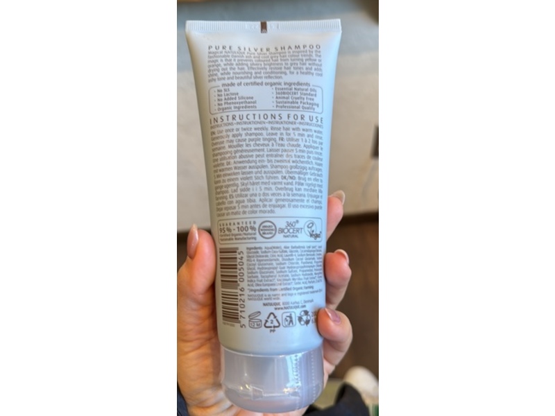 Natulique Anti Yellow Shampoo, Platinum Blonde Pure Silver, Organic Blueberry & Aloe Vera, 6.8 fl oz/200 mL