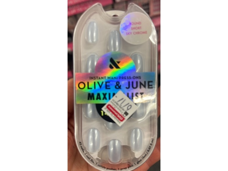 Olive & June Maximalist Instant Mani Press-Ons, Sky Chrome, 0.07 fl oz/2 mL, 42 Count