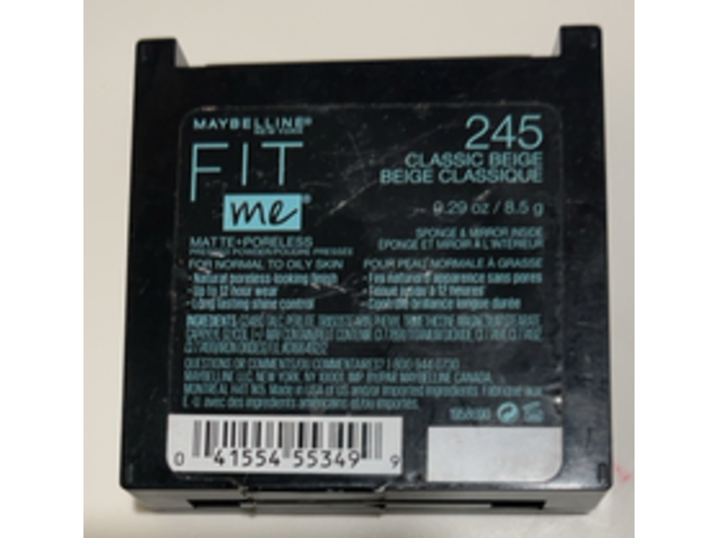 Maybelline New York Fit Me Matte + Poreless Powder, 245 Classic Beige, 0.29 oz/8.5 g