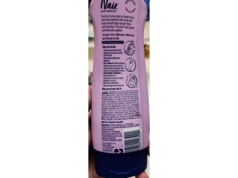 Nair Hair Remover Body Cream, Soothing Aloe, Water Lily Scent, 9 oz/255 g