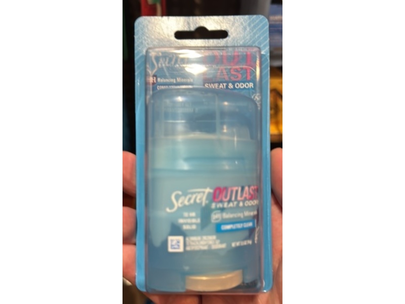 Secret Out Last Sweat & Odor Antiperspirant/Deodorant, Completely Clean, 0.5 oz/14 g
