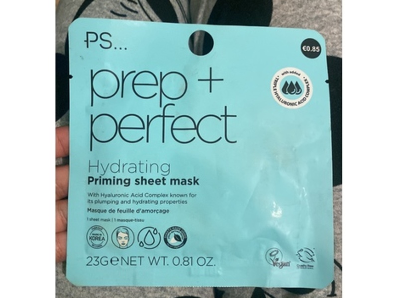 Primark Prep + Perfect Hydrating Priming Sheet Mask, 0.81 oz/23 g