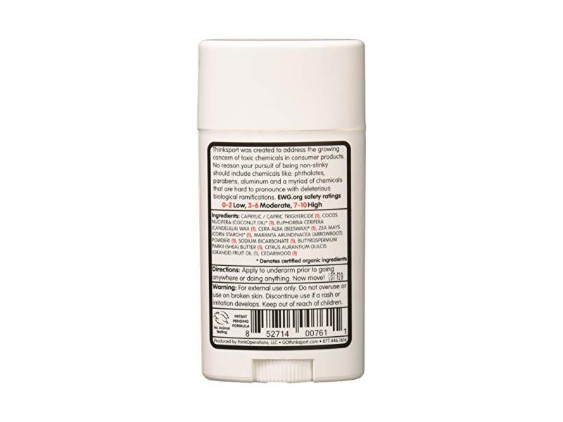 Thinksport Bergamot Cedarwood, Natural Deodorant, 2.9 oz / 85.8 ml