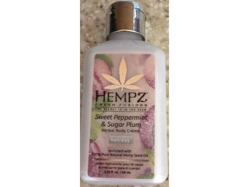Hempz Herbal Body Creme, Sweet Peppermint & Sugar plum, Holiday, 2.25 fl oz/66 mL