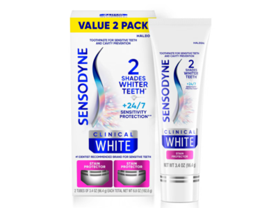 Sensodyne Clinical White Stain Protector Toothpaste, 3.4 oz/96.4 g, Pack Of 2
