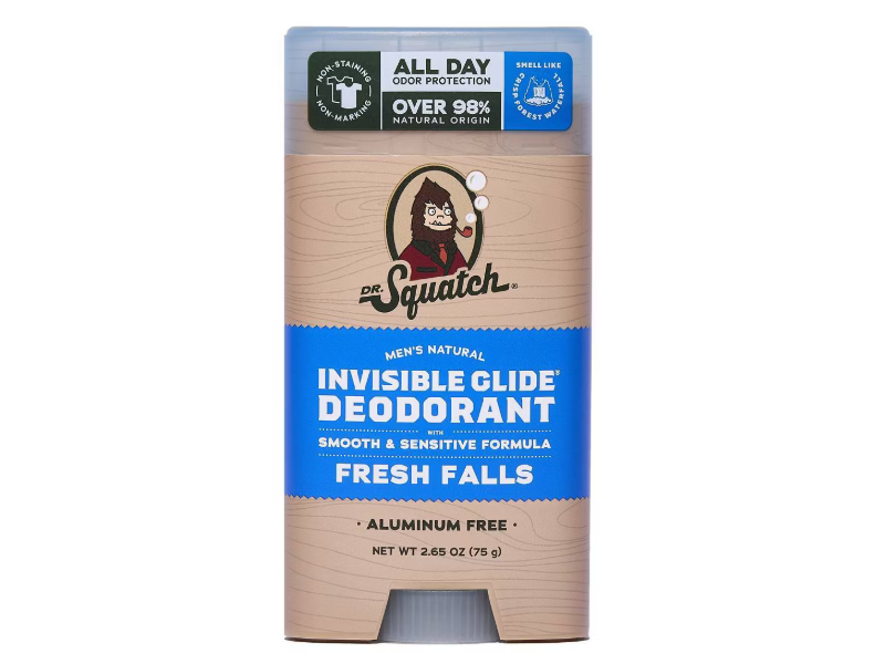 Dr.Squatch Men's Natural Invisible Glide Deodorant, Fresh Falls, 2.65 oz/75 g