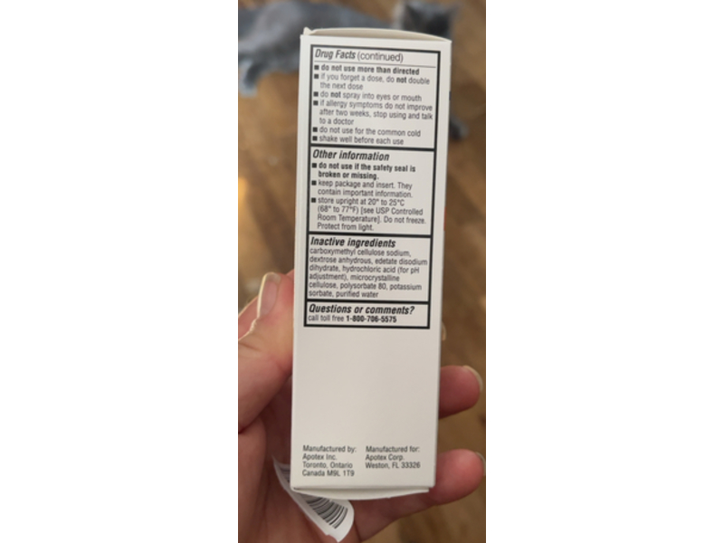 Apotex Budesonide Nasal Spray, 0.285 fl oz/8.43 mL