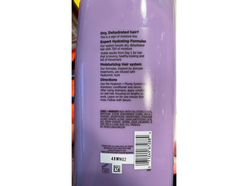 L'Oreal Hydrating Conditioner, Elvive Hyaluron + PLumap, dry Dhydrated Hair, 26.5 fl oz/785 mL,