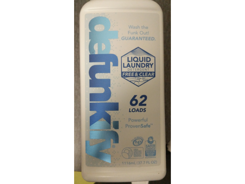Defunkify Liquid Laundry Detergent, Free & Clear, 62 Loads, 37.7 fl oz/1116 mL
