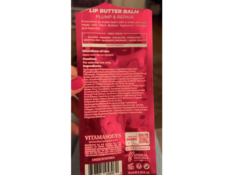 Vitamasques Lip Butter Balm, Frosted Berry, 0.33 fl oz/10 mL