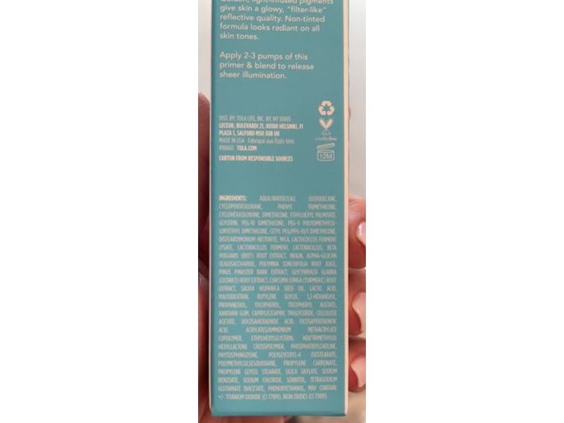 Tula Skin Care Filter Primer Luminizing & Moisturizing Primer, First Light, 1 fl oz/30 mL