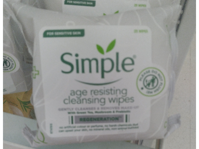 Simple Regeneration Age Resisting Cleansing Wipes, 25 Count