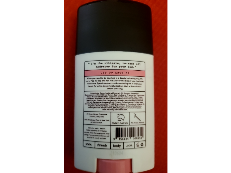 Frank Body Glide 'N' Go Body Oil Stick,Vanilla, 2.46 oz/70 g