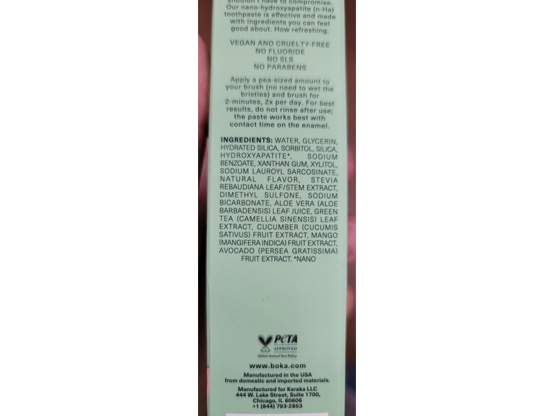 Boka Nano-Hydroxyapatite Toothpaste, Cherry Blossom, 3.4 oz/96 g