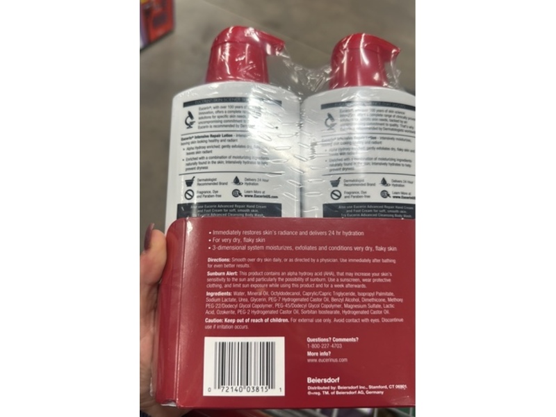 Eucerin Intensive Repair Lotion, 16.9 oz/500 mL, Pack Of 2