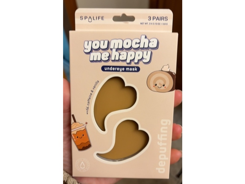 SpaLife You Mocha Me Happy Depuffing Undereye Mask, 0.13 oz/3.8 g, 3 Pairs