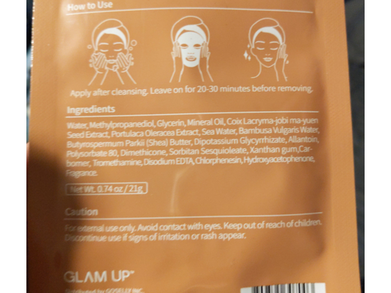 Glam Up Nourishing Shea Butter Sheet Mask, Intense Moisture, 0.74 oz