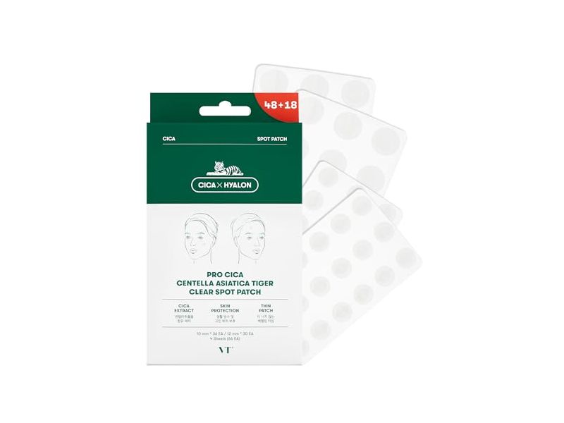 Vt Cosmetics Pro Cica Clear Spot Patches, Centella Asiatica Tiger, 66 Count