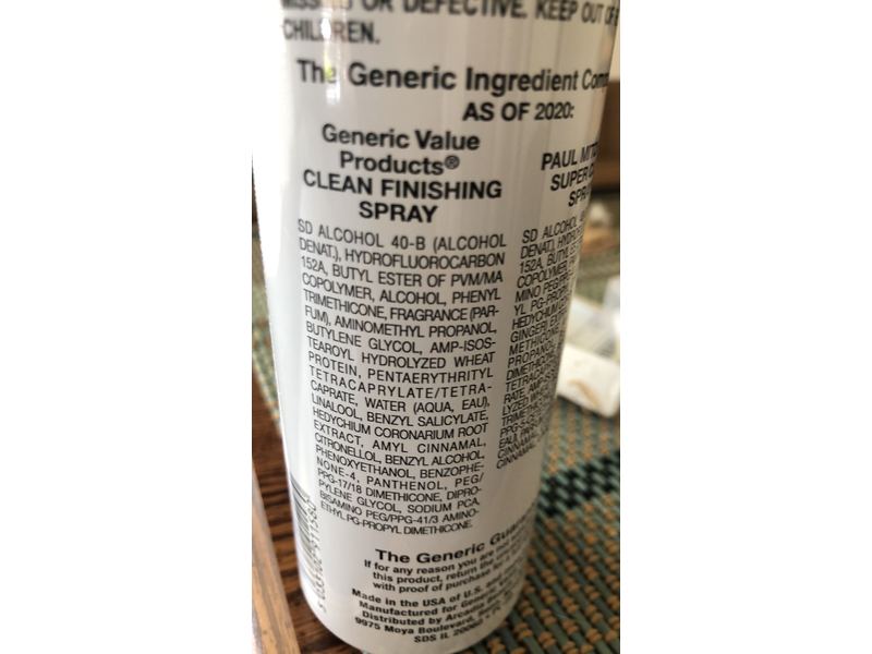 Generic Value Products Clean Finishing Spray, For Soft Body And Shine, 10 oz/283 mL