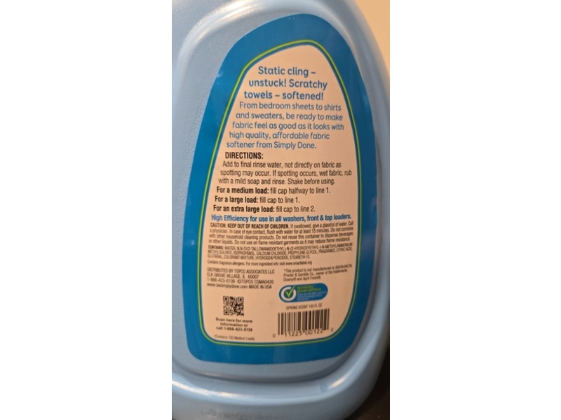 Simply Done Ultra Fabric Softener, Spring Scent, 120 Loads, 103 fl oz/3.04 L