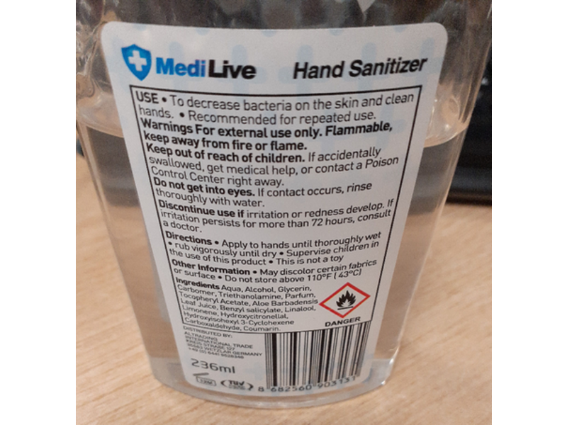 MediLive Instant Hand Sanitizer, 8 fl oz/236 ml