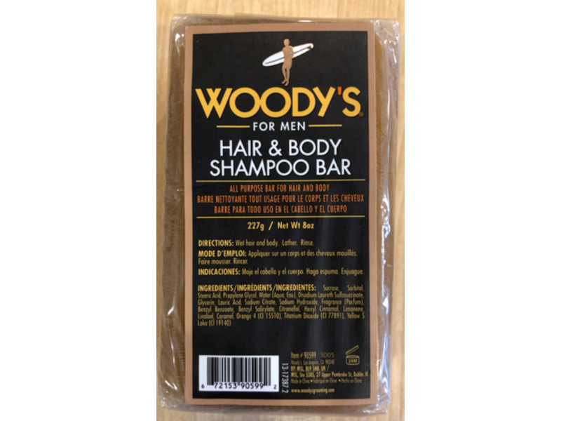 Woody's Men Hair & Body Shampoo Bar, 8 oz/227 g