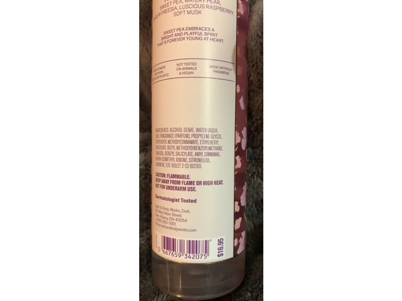 Bath & Body Works Fine Fragrance Mist, Sweet Pea , 8 fl oz/236 mL